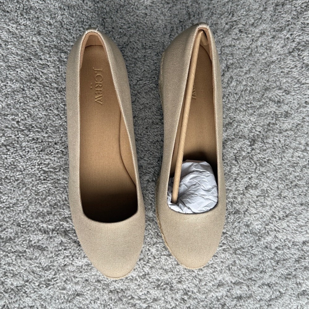 J. Crew Factory Tan Wedge Espadrilles Size 10 - Picture 3 of 9